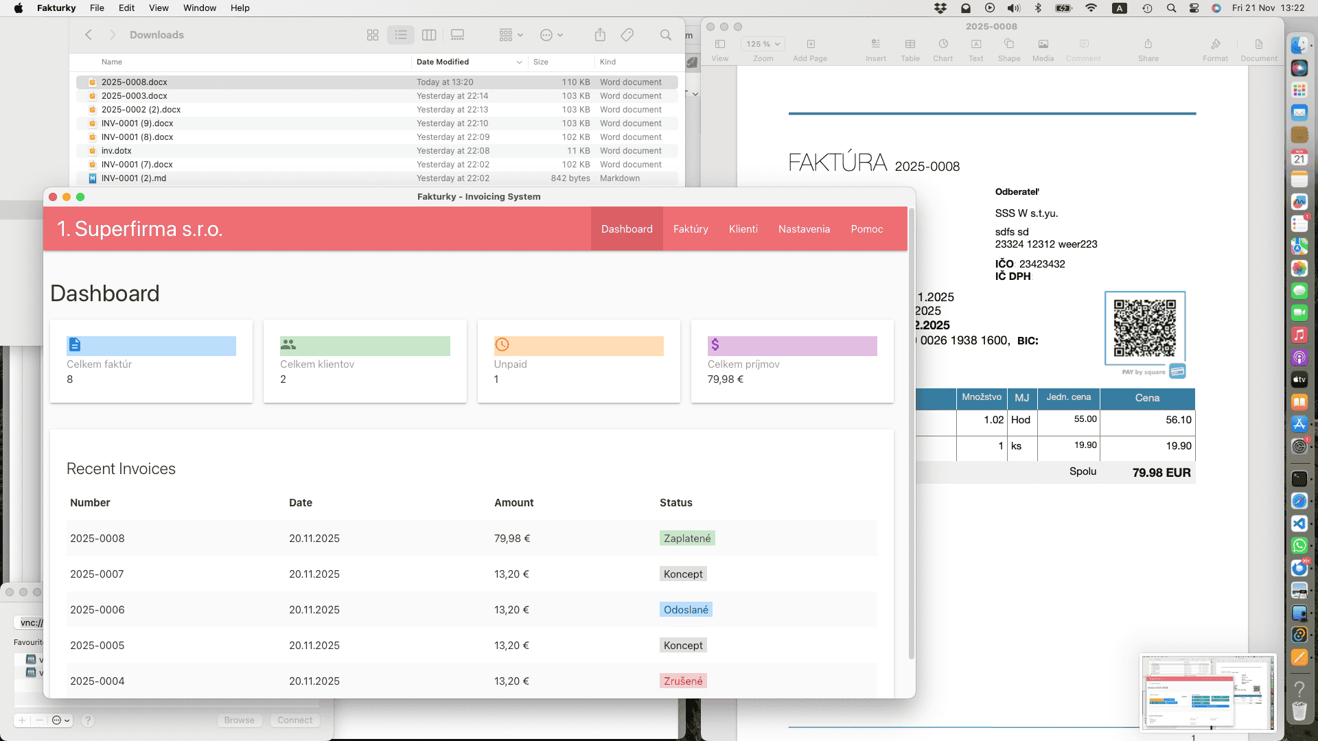 Fakturky dashboard preview